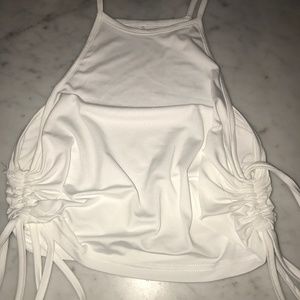 White Drawstring Halter Top